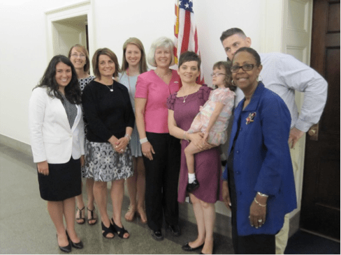 The Rainbow Babies and Children’s Hospital advocacy team! Here we are outside of a legislator’s office on Capitol Hill. I’m on the far left, along with UH’s Vice President of Government Relations, hospital board members, our patient family, and a pediatrician. Our talking points focused on Medicaid coverage for medically complex children, as well as children’s hospital graduate medical education funding.