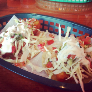 Nothing like a fried fish taco with fresh, diced tomatoes and crisp cabbage to satisfy my Mexican food cravings.